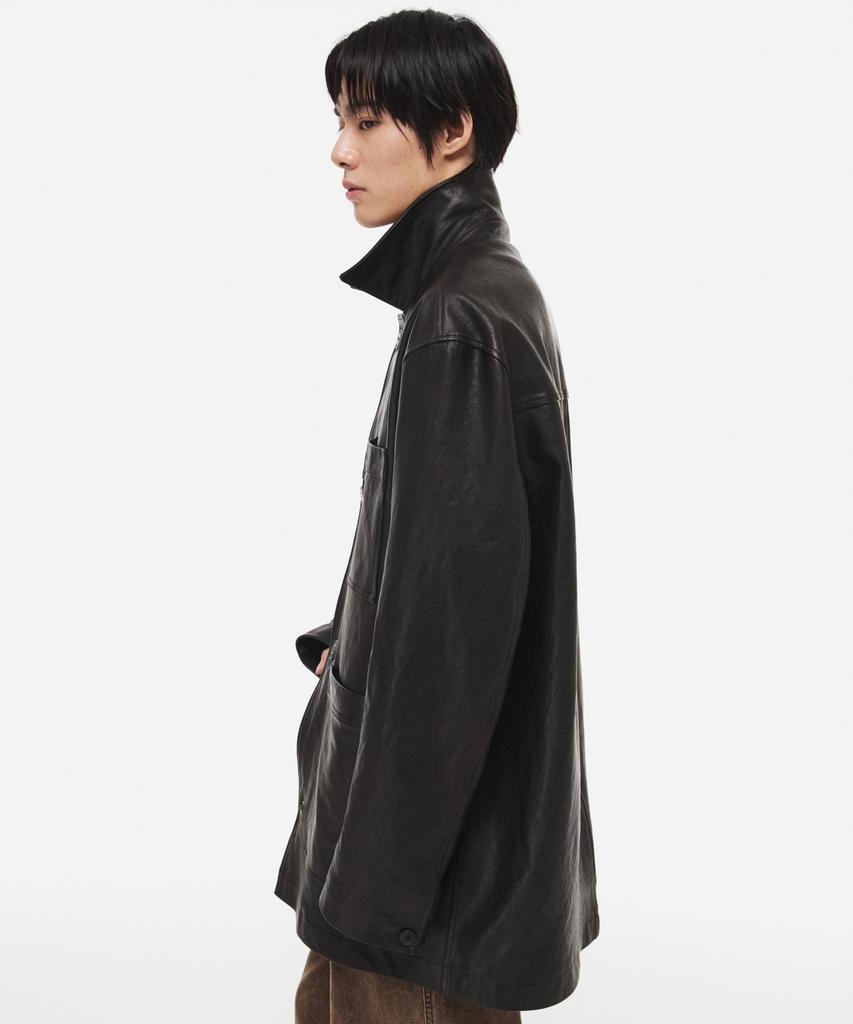 DNSR [Premium] Vegetable Lambskin Washed Car Coat Black