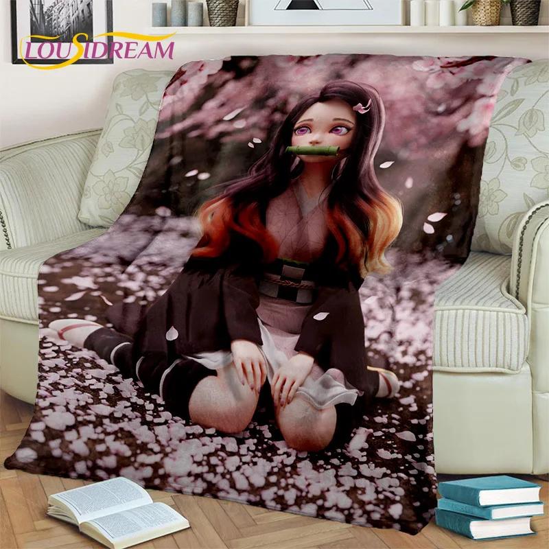 Kamado Nezuko Demon S-Slayer Japan Anime Soft Flannel Blanket для кроватей, спален, диванов, пикников, пледов для детей, отдыха на свежем воздухе