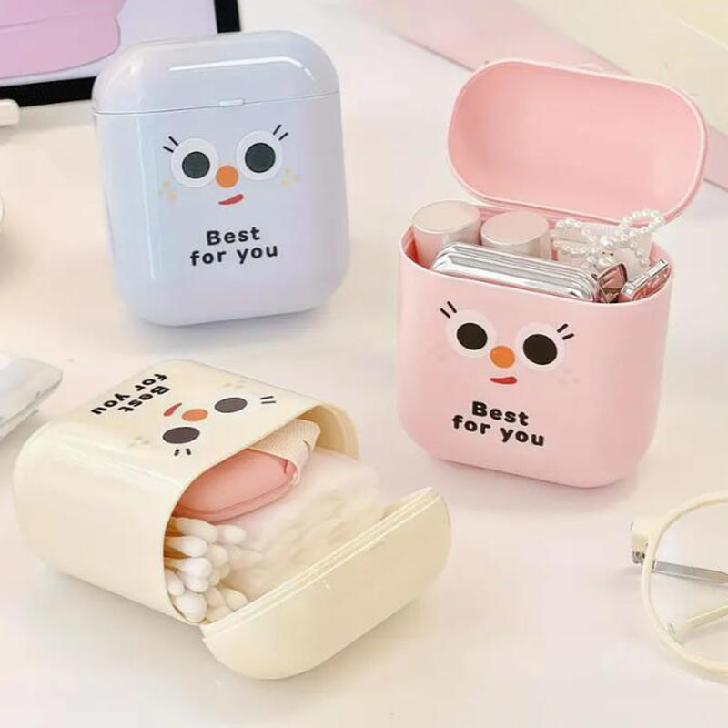 1Pcs Pretty Plastic Data Cable Organizer Cute Small Storage Box for Lipstick Earphones Sealed Student Desktop Organizer Case