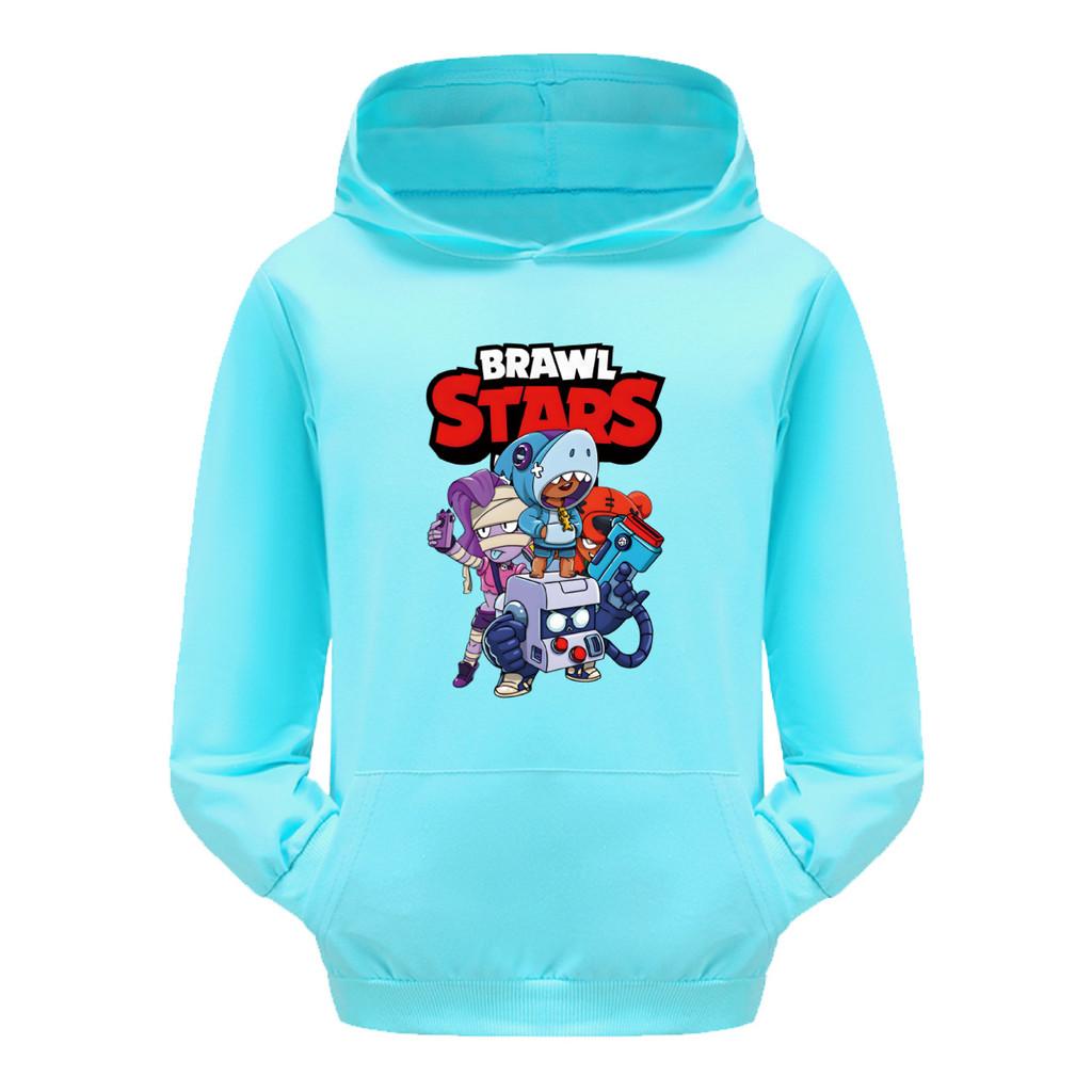 4093 Детские Худи для Мальчиков и Девочек Brawl Stars с Принтом, Карманные, с Длинным Рукавом и Капюшоном