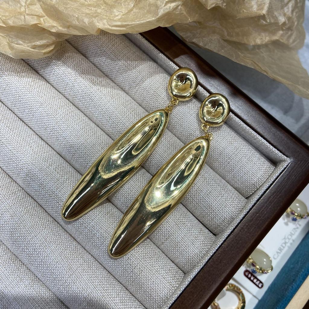 Серьги-челноки из металла Cold Wind, женские, серебряные, 925 пробы, серьги-игл, индивидуальность, преувеличенные, медное покрытие, настоящее золото, украшения для ушей