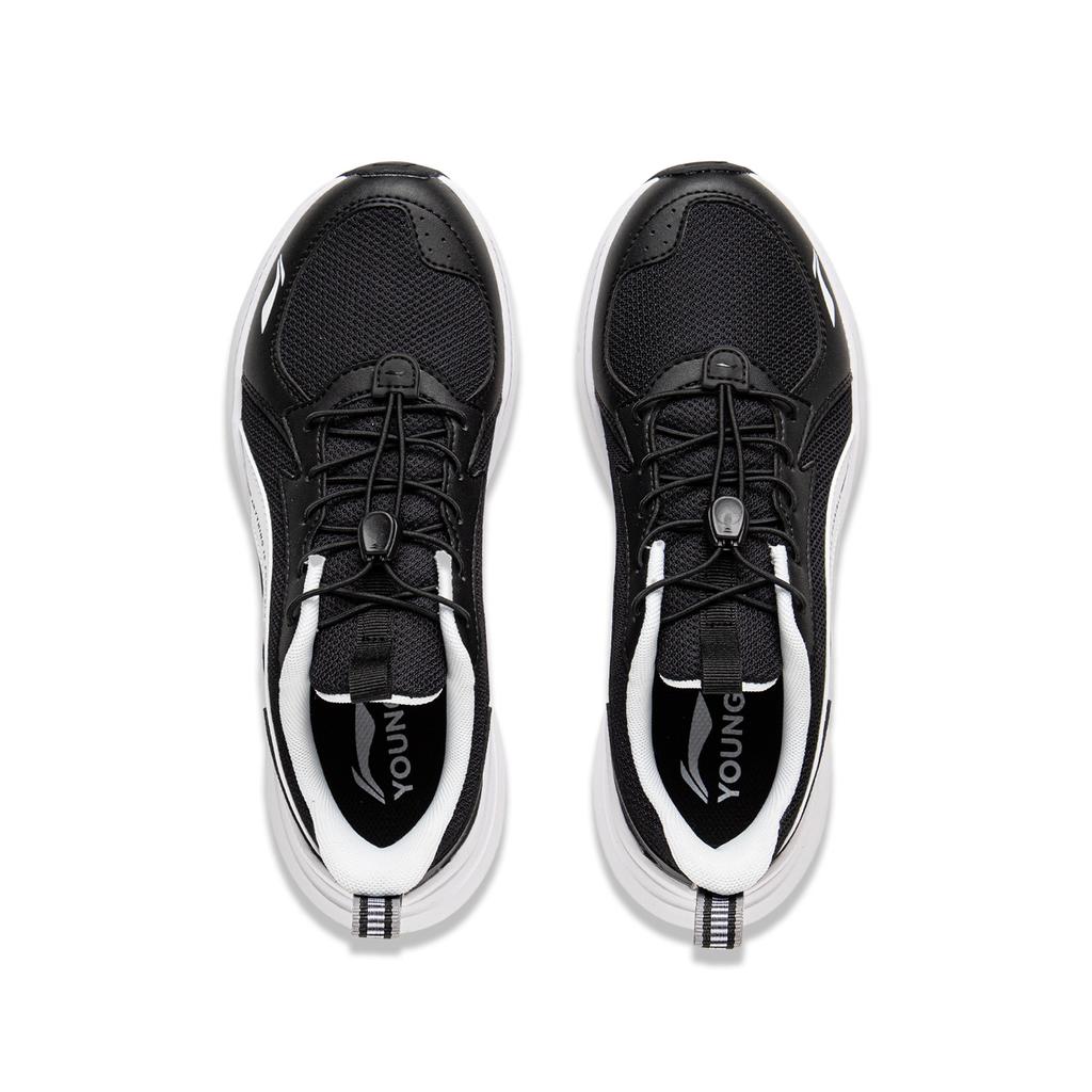 Li Ning Kids Running Shoes Spring Summer Low Top Non-Slip Shock Absorbing Durable Breathable Kids Sneaker Black Standard-White YKFV062-3