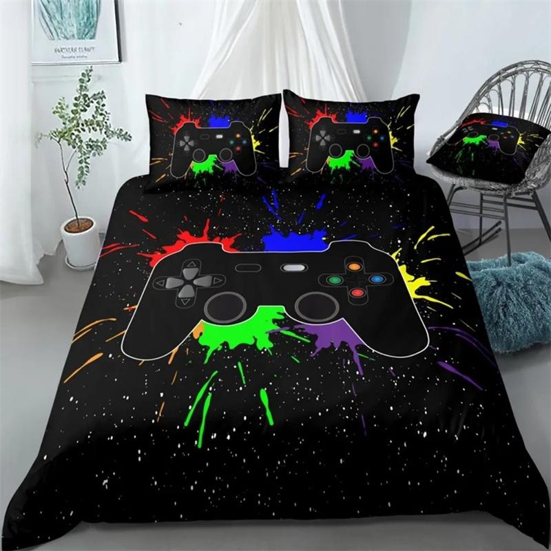 Gamer Bedding Set For Bedroom Soft Modern Gamepad Bedspreads Comefortable Kids Duvet Cover Video Game Quilt Cover And Pillowcase