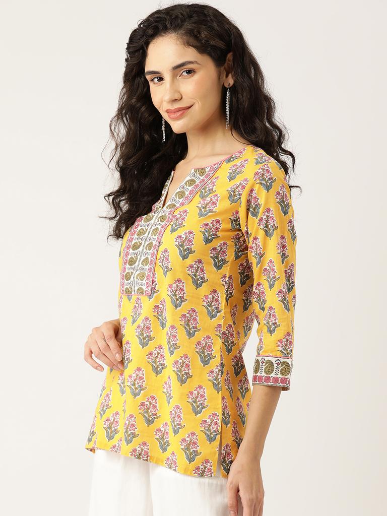 Куртка из чистого хлопка с желтым принтом и пайетками