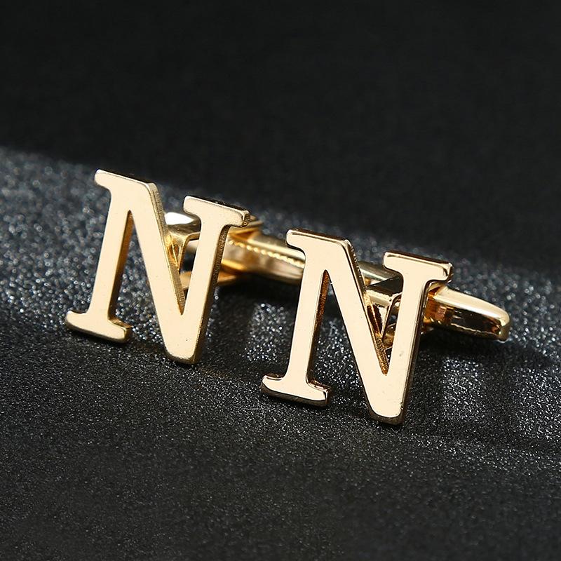 Men's French Shirt Shirt Cuff Links 26 Letters A-Z Cufflinks Gold Color For Men Gift High Quality