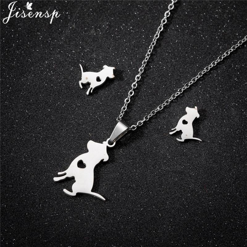 Cartoon Bowknot Mouse Stainless Steel Jewelry Set for Women Fashion Anime Animal Necklace Earrings Party Accessories