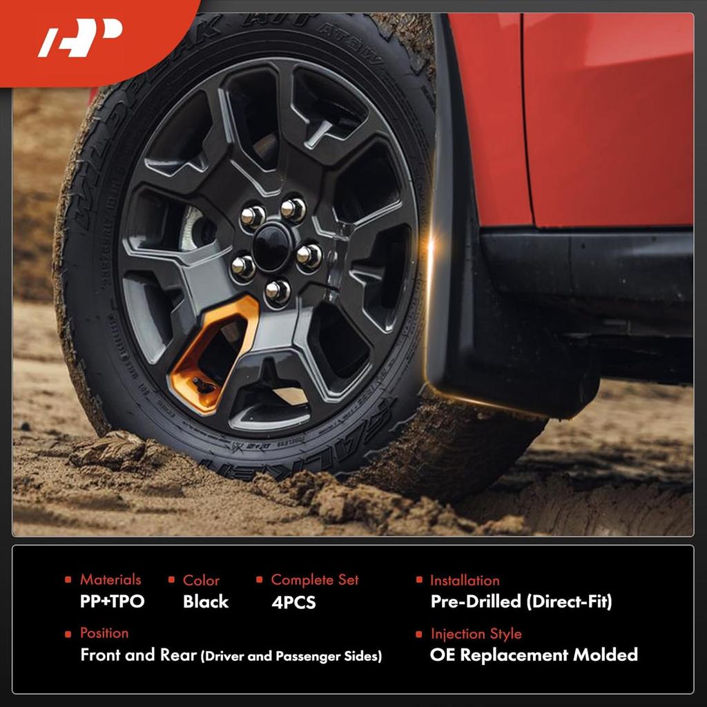 Комплект из 4 шт. Брызговиков для Rivian R1T 2022-2024, Передние и Задние, с Крепежом, Не для R1S