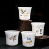 Gold-Painted Mutton Fat Jade Porcelain Arhat Tea Cup Gift Set