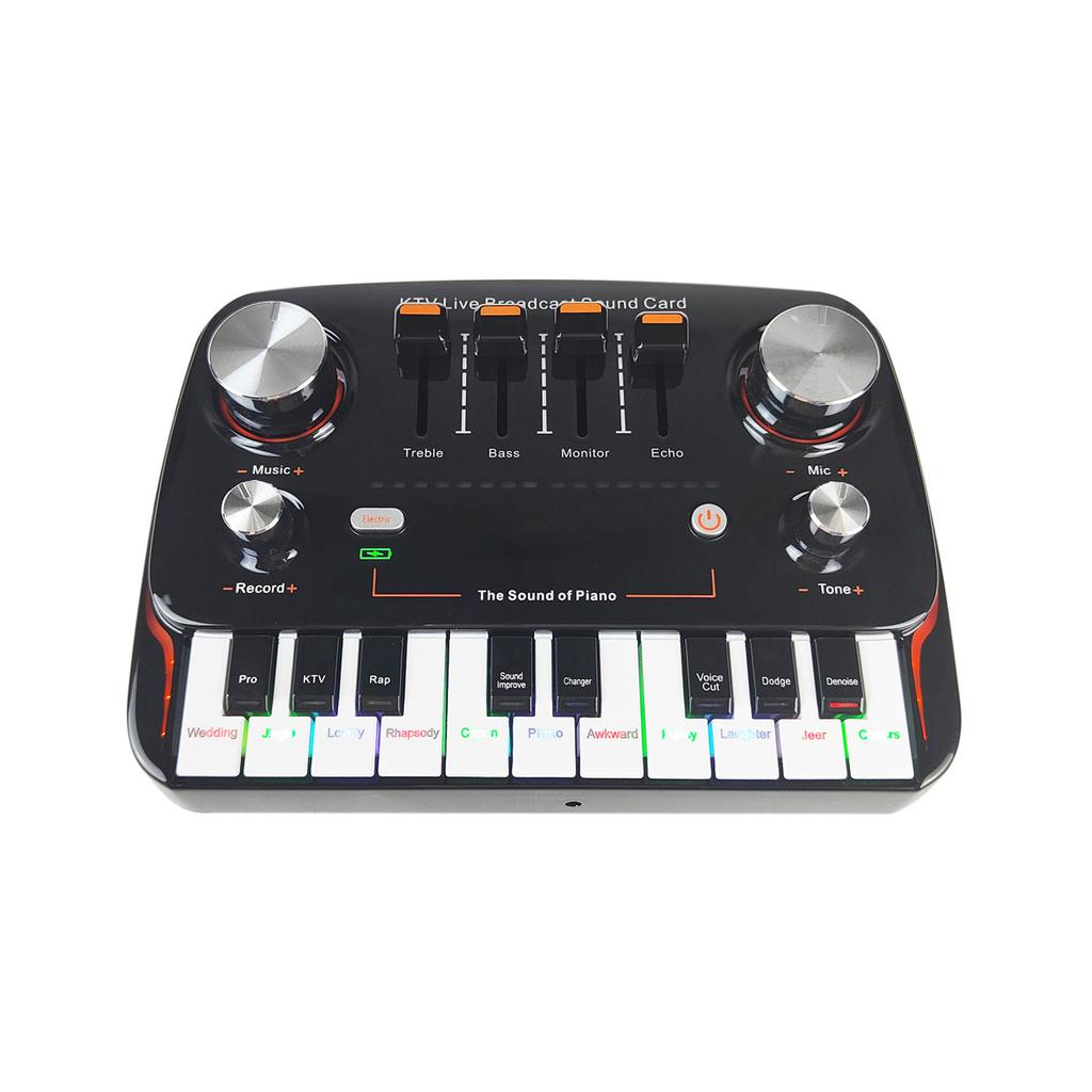 Live Sound Card Piano Shape Audio Recording Desktop Singing BT Wireless Lossless Transmission Plug