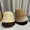Tide Ladies Wool Hat Autumn and Winter Face Small Solid Color Bucket Hat Versatile Dome Knitted Bucket Hat Women