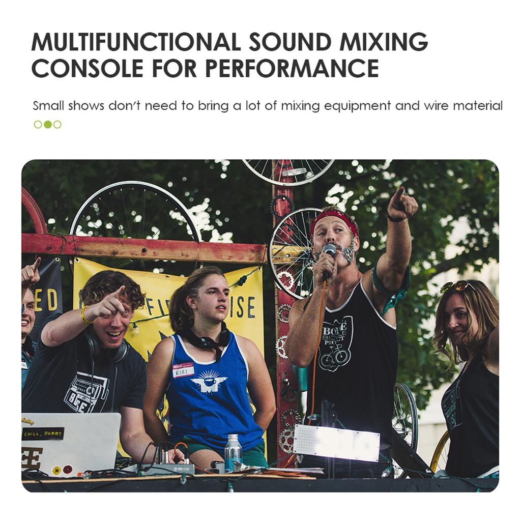 5-канальный компактный аудиомикшер, консоль для микширования звука, фантомное питание, 48 В, USB-аудиоинтерфейс, светодиодная подсветка