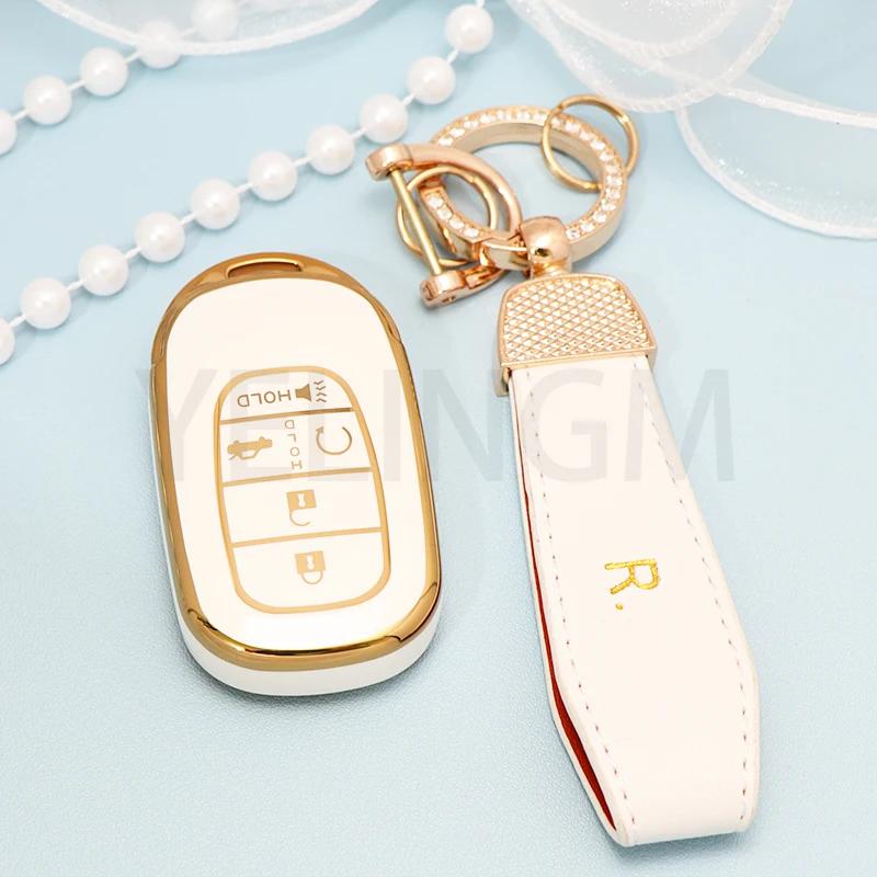 Чехол для ключа из ТПУ для Honda Civic Accord HR-V CR-V CRV 2021 2022 2023 5 кнопок Автомобильный брелок Корпус Держатель для ключа Аксессуары