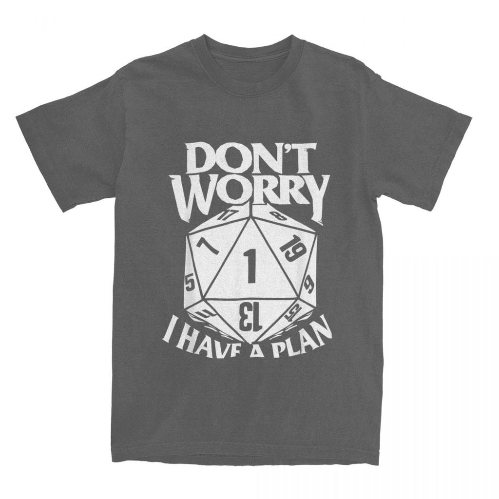 Dungeon Dragon Dice Don't Worry I Have A Plan T Shirt Accessories for Men Cotton Dnd Game Dm D20 Tee Shirt Clothing Gift Idea