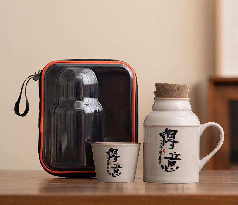 Керамические кружки с пробковой пробкой термосы с ручкой бутылка для воды большой емкости изолированная чашка для горячего чая кофе классическая посуда для напитков