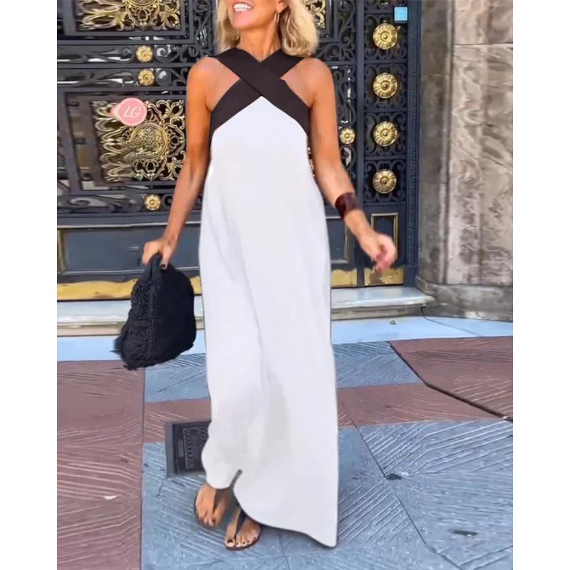 Summer New Style Women's Long Skirt, Sleeveless Cross Sexy Beautiful Back Dress MC6837