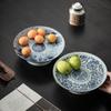 Chinese Blue and White Porcelain Fruit Plate Living Room Office Table Dessert Candy Cake Tea Tray Delicate Ceramic Snack Tray