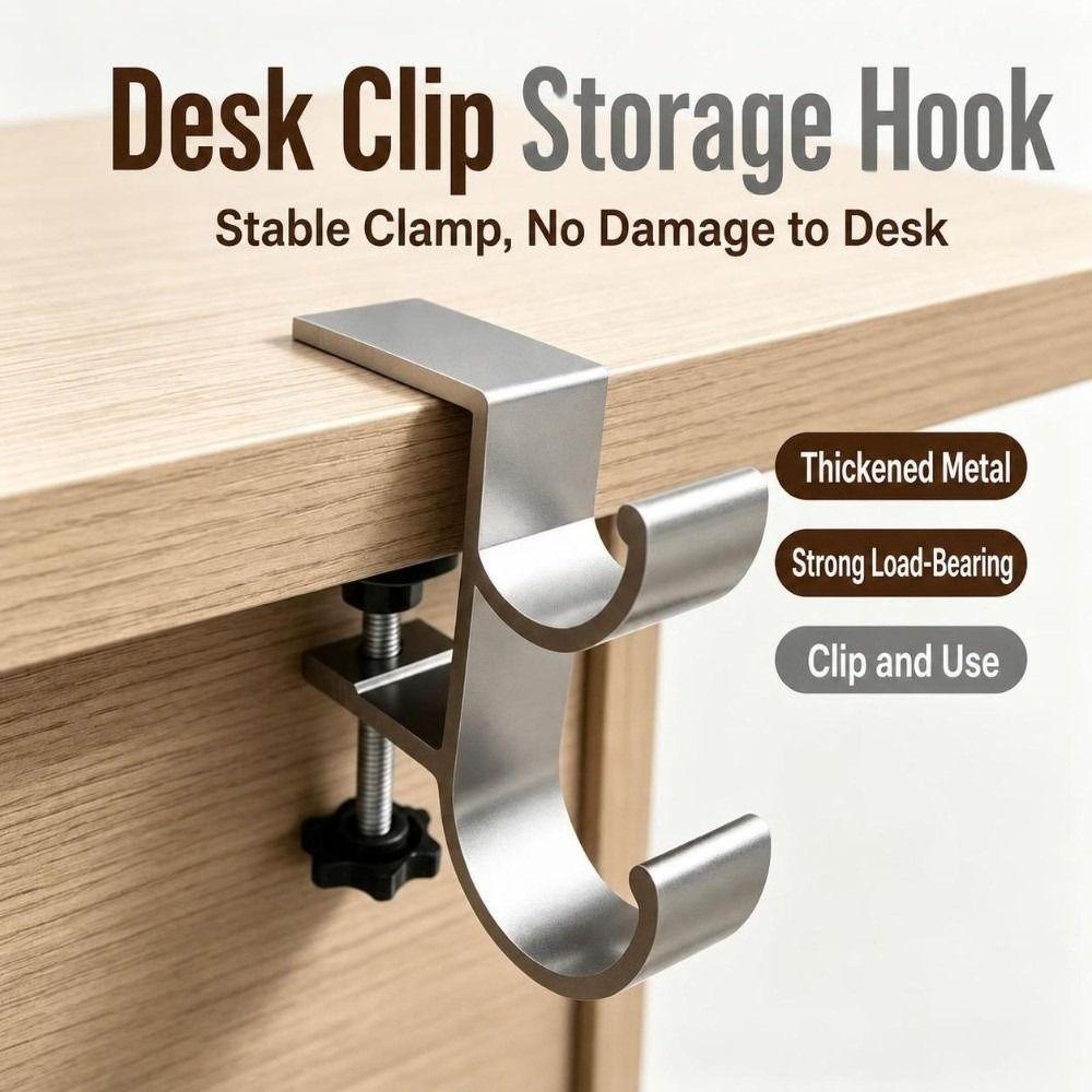 Clamp-on Backpack Hanger Double-Hook Table Edge Storage Hook Durable Table Hanging Hook Dormitory