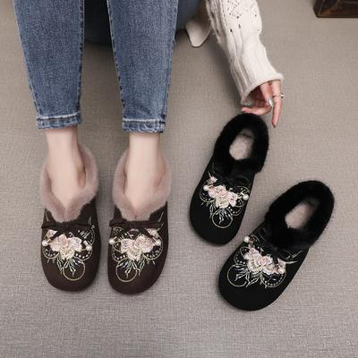 Старые пекинские тканевые туфли хлопковые туфли вышитые сумки каблук для среднего и пожилого возраста туфли Мао Мао теплые этнический стиль удобная мягкая подошва мамины хлопковые туфли