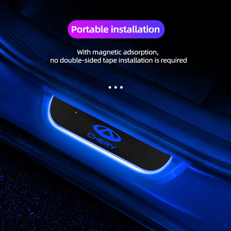 Suitable for Chery Fengyun QQ Tiggo T11 A1 3 5 M11 PRO8 custom LED logo car welcome pedal anti-scratch threshold light