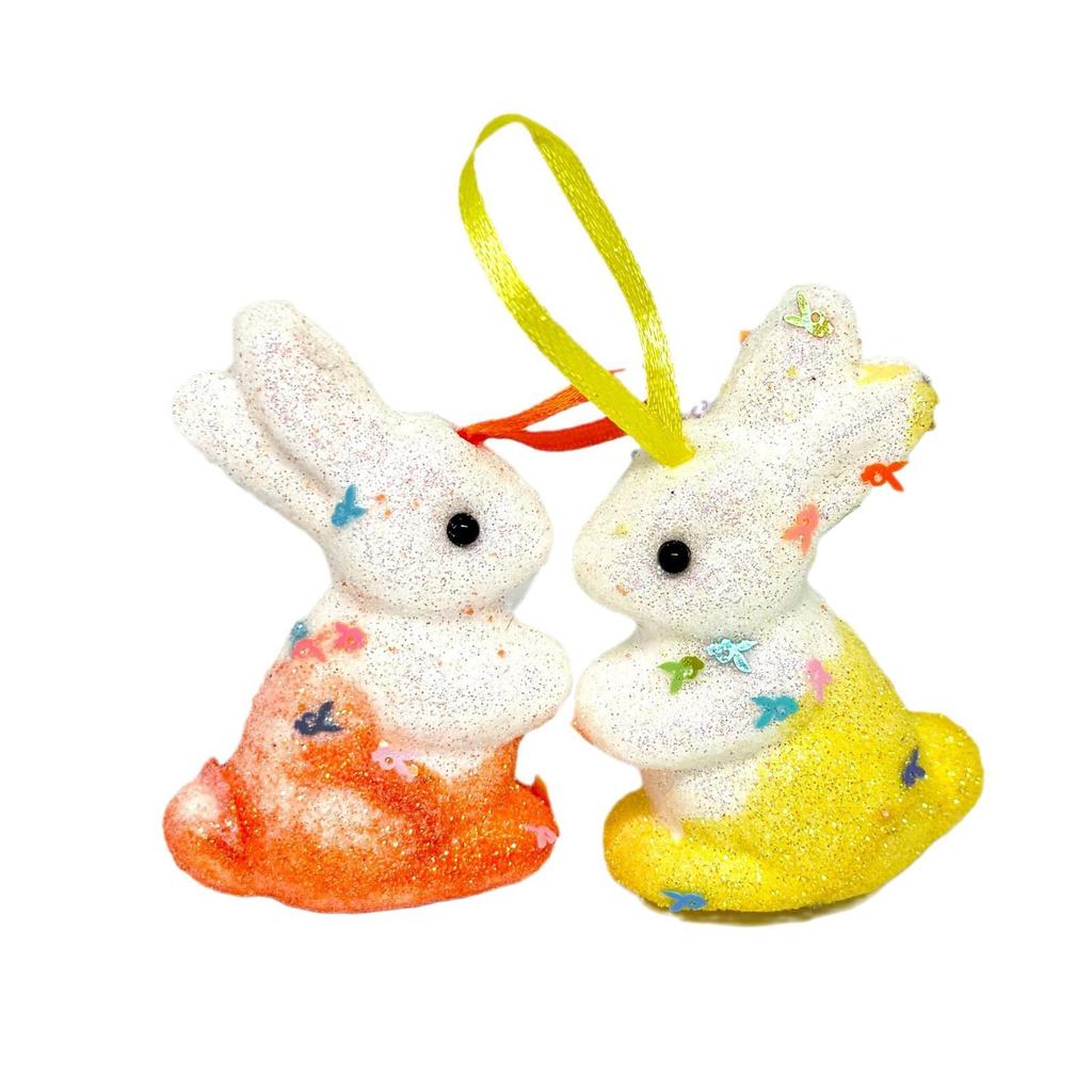 6 штук пасхальных украшений в виде кроликов, блестящие украшения в виде кроликов, разноцветные подвесные украшения для декора на пасхальную вечеринку