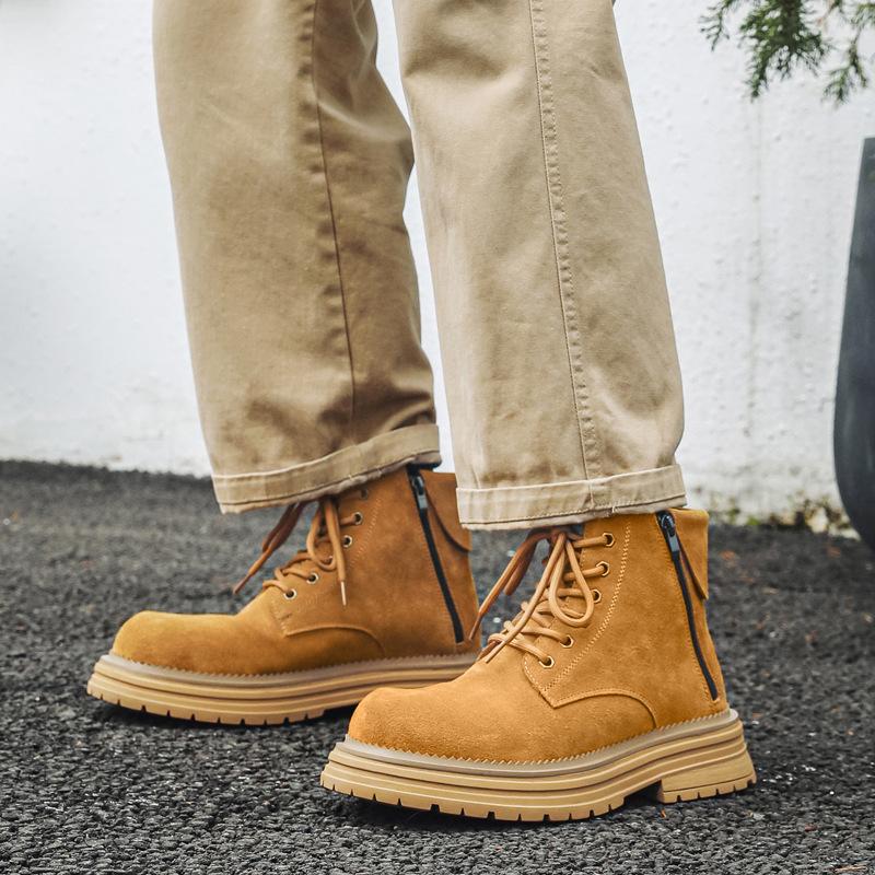 Осенние кожаные ботинки Мартин мужские высокие ретро рабочие ботинки британские на шнуровке модные универсальные дезерты 81589-J