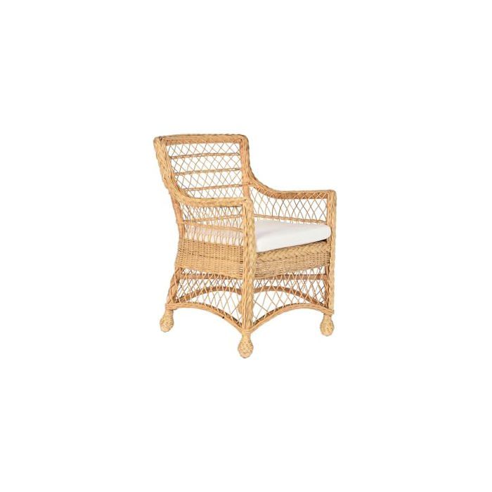 Fauteuil en rotin - DKD Home Decor - Blanc - 56x86x63 cm - Coussin disponible - Déjà assemblé - Usage intérieur