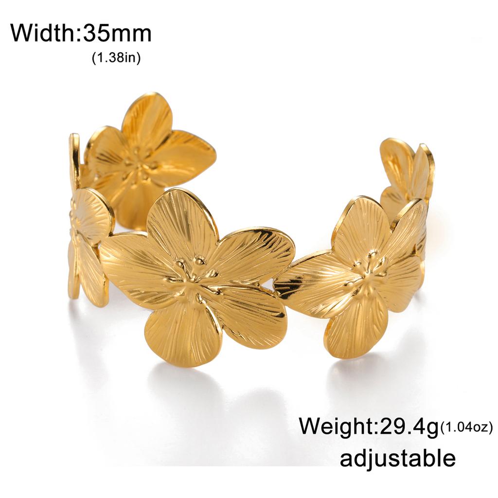 Elegant Flower Starfish Shell Bracelets for Women Summer Aesthetic Open Wide Bangle Party Wedding Jewelry Waterproof