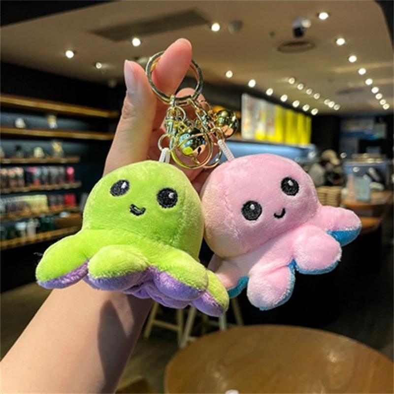 Двусторонний мультяшный осьминог, милый плюшевый брелок, подвеска на рюкзак, подвеска, плюшевая игрушка