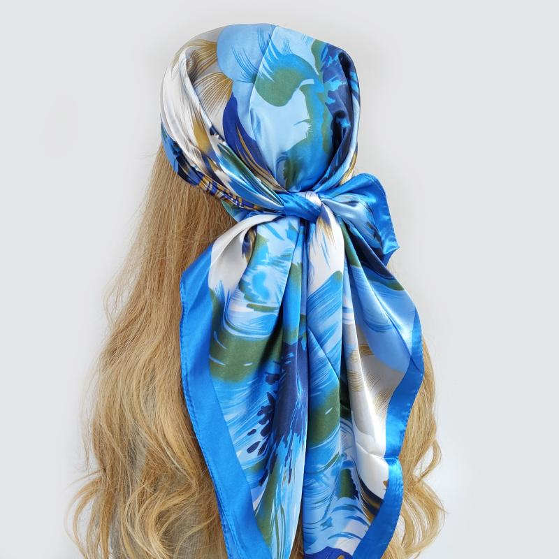 Silk Square Scarf Women Satin Shawl Wrap Hijab Female Hair Band Wrist Luxury Headkerchief 90*90cm Echarpe Bandana