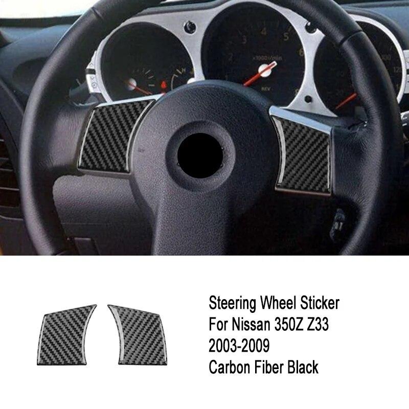 2 шт., наклейки на кнопки рулевого колеса автомобиля из углеродного волокна, накладка для Nissan 350z Z33 2003-2009, автомобильные аксессуары для интерьера
