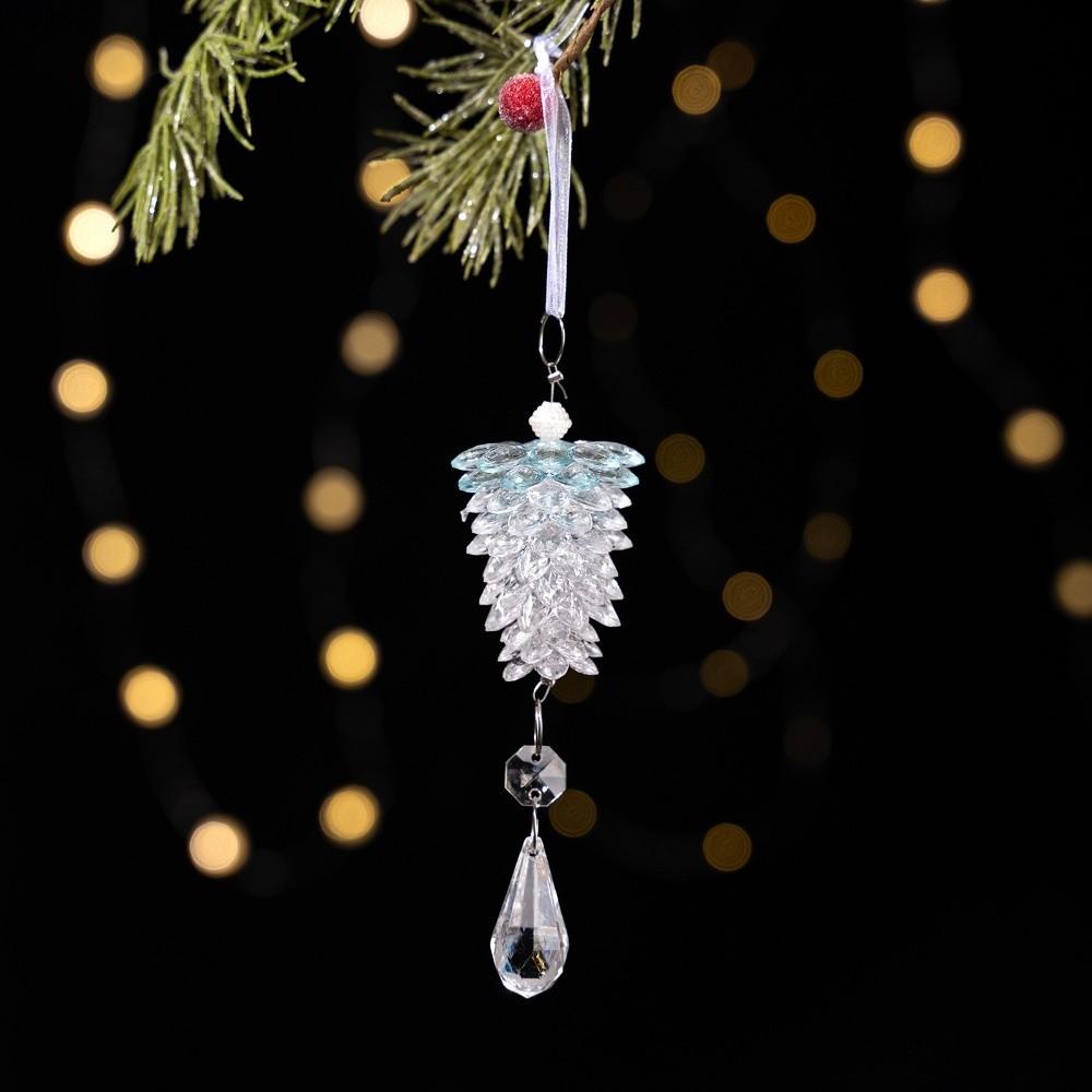 New Acrylic Christmas Tree Pendant Simulated Pinecone Transparent Crystal Pinecone Pendant Christmas Pendant Home Decoration