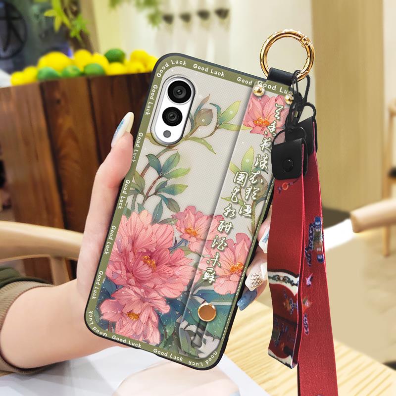 Shockproof Wristband Phone Case For FCNT/Fujitsu Arrows N F-51C Ring Chinese style Silicone Phone Holder Dirt-resistant