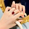 Light Luxury Design Pomegranate Red Zircon Micro-Inlaid Diamond Ring Women'S Ruby Temperament Open Women'S Ring