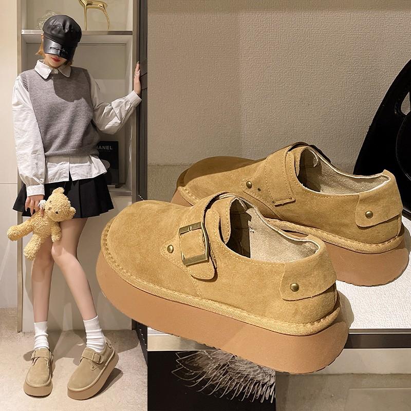 Women's Shoes Platform Female Footwear Casual Sneaker Round Toe Loafers with Fur Shallow Mouth Slip-on All-Match Clogs Dress New