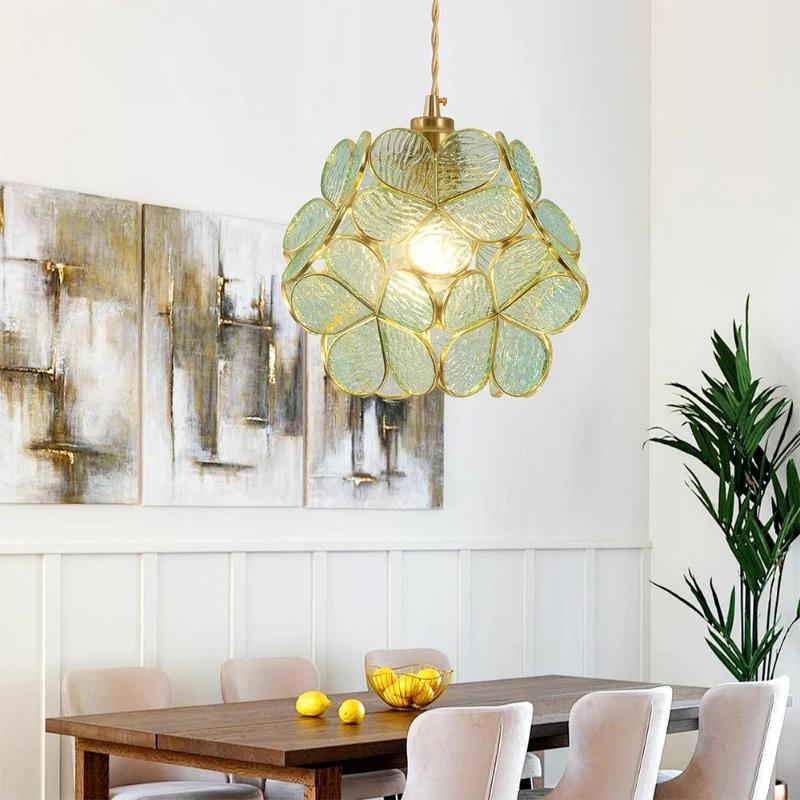 Стеклянные подвесные светильники Светодиодный потолочный светильник Домашний декор Люстра Подвесной цветочный фонарь Подвесные люстры Светильник кухонный остров
