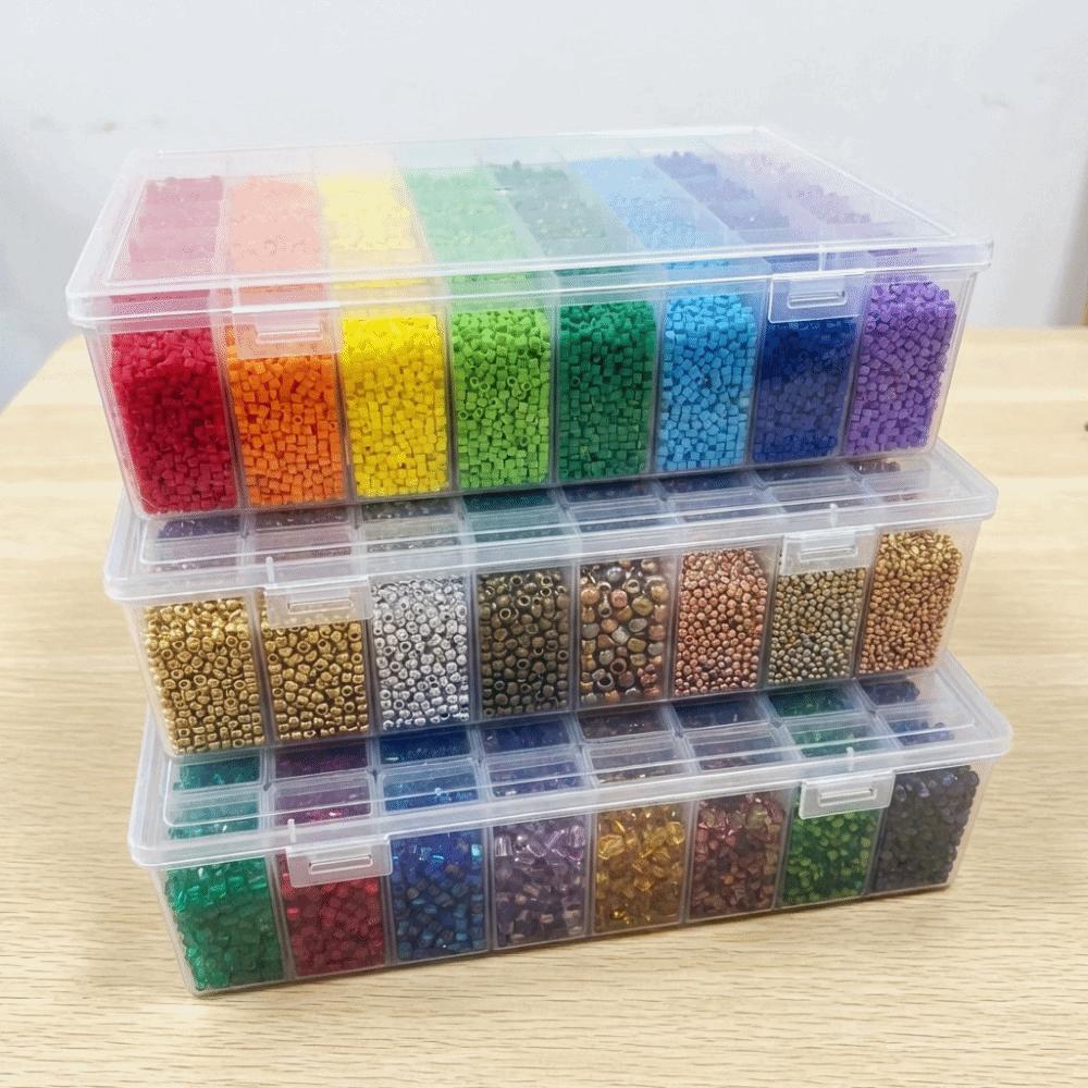 Пластиковый контейнер для хранения бусин Perler Прямоугольный Большая вместимость Кейс для хранения бусин для плавления Пылезащитный с крышкой Настольный контейнер для хранения
