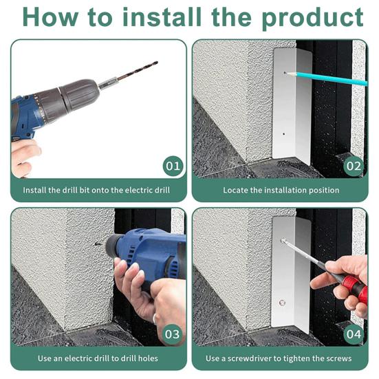 2 шт. Защита от мышей для гаражных ворот, Нержавеющая сталь, L-образные уплотнители-отбойники, Прочные, Устойчивые к ржавчине