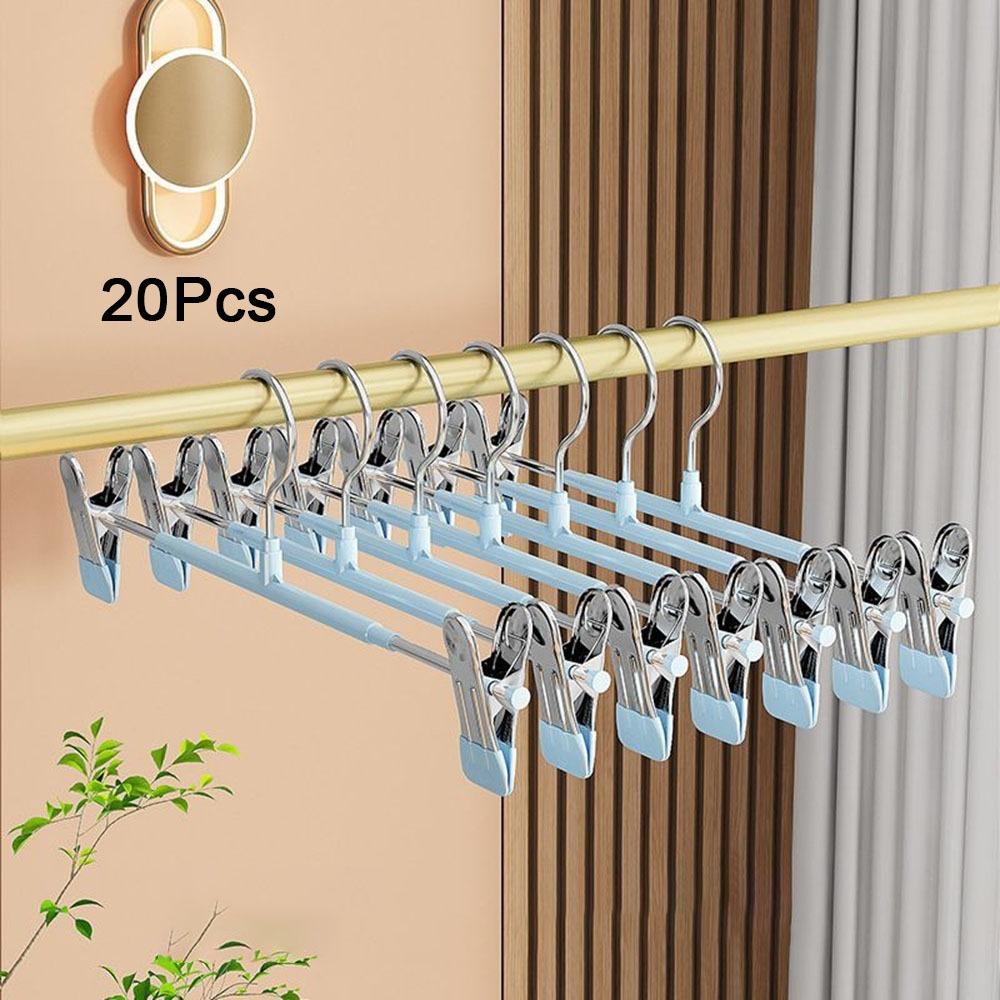 20Pcs Anti-slip Pant Hangers Stainless Steel Pants Clamp Closets Storage Organizer  Living Room