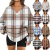 Women's Sweatshirt Sports Flannel  Sweatshirt Long Sleeve Top Casual V-Neck Sweatshirt