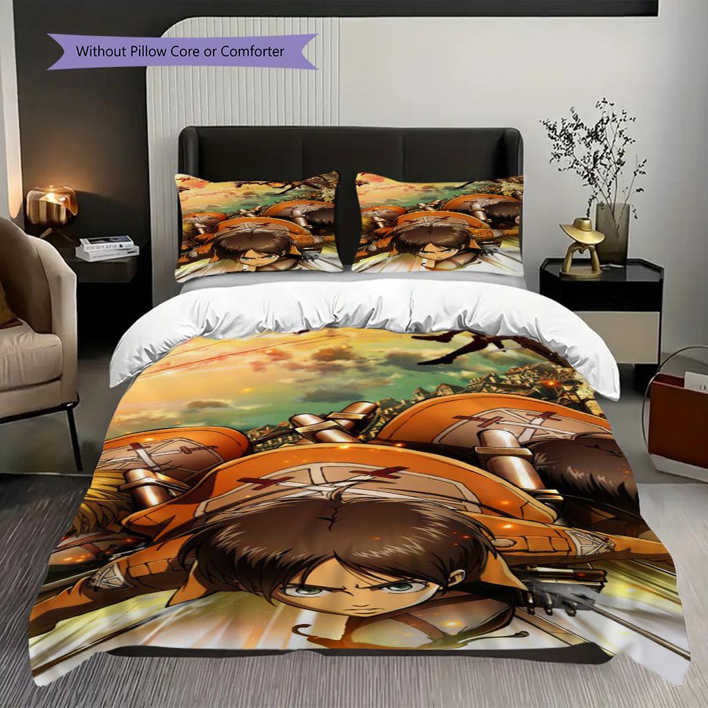 A-Attack T-Titans Set Threepiece Set 1 Duvet Cover 2 Pillowcase Without Core Soft And Comfortable Bedding Set Duvet Cover And Pillowcase