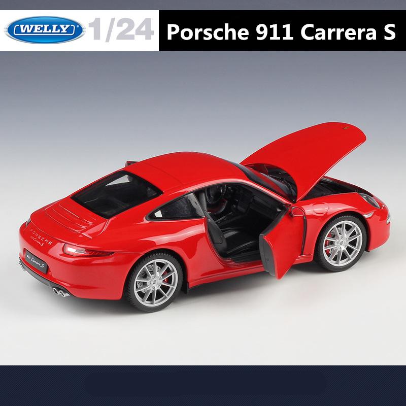 Welly 1/24 Porsche 911 Carrera S 991 Купе Спортивный Автомобиль из Сплава Модель Металлическая Литая Игрушечные Машинки Модель Автомобиля Симуляция Детский Подарок