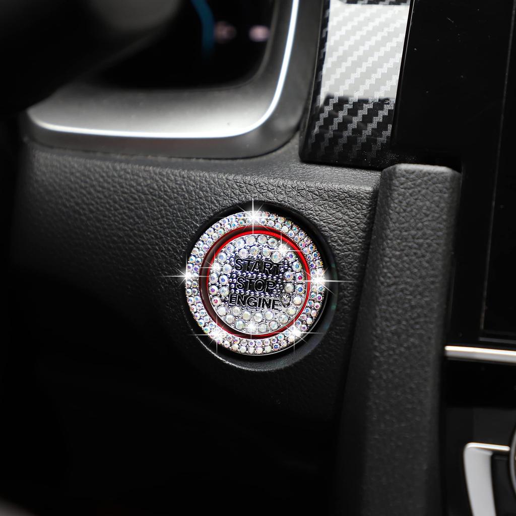 TOMALL Bling Car Engine Start Button Cover Diamond Interior Crystal