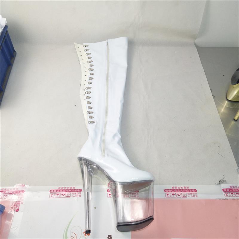 2025 осень черные женские ботфорты до колена круглый носок ботфорты до колена клей водонепроницаемые настольные модные ботинки 20 см