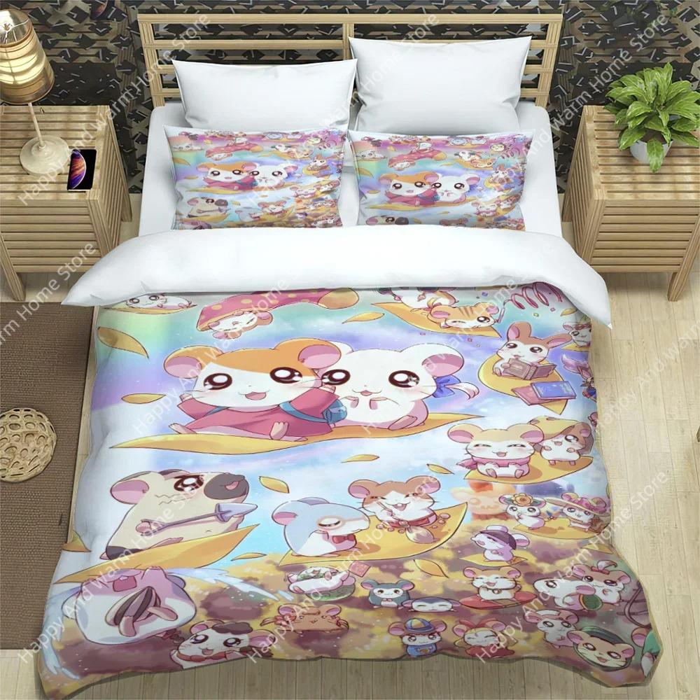 3D Печать Картонная Милая Набор Постельного Белья Hamtaro Мягкое Покрывало Наволочки Подарок на День Рождения Дети Удобное Покрывало Постельное Домашний Текстиль