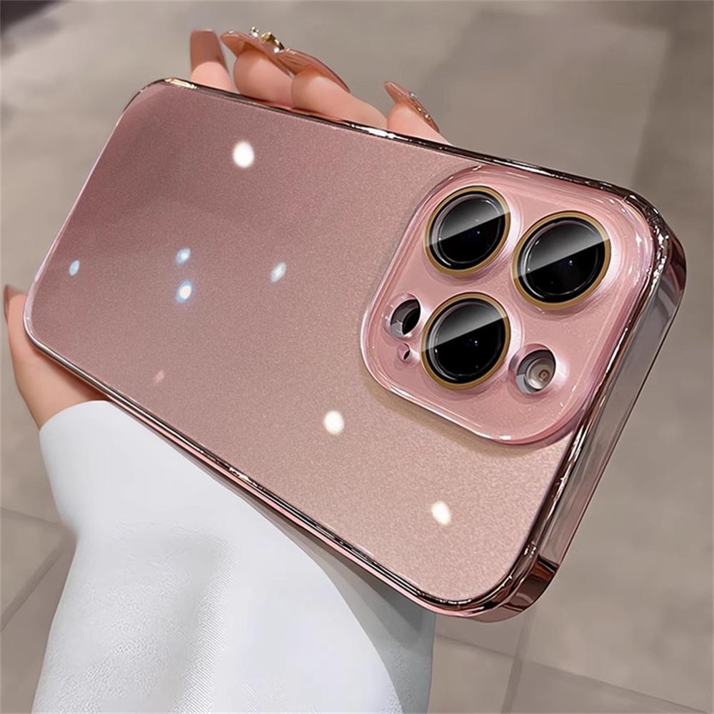 Роскошный глянцевый защитный чехол-бампер для iPhone 15 16 17 Pro Max Air 14 13 12 11 с защитой линз из кристально чистого стекла.