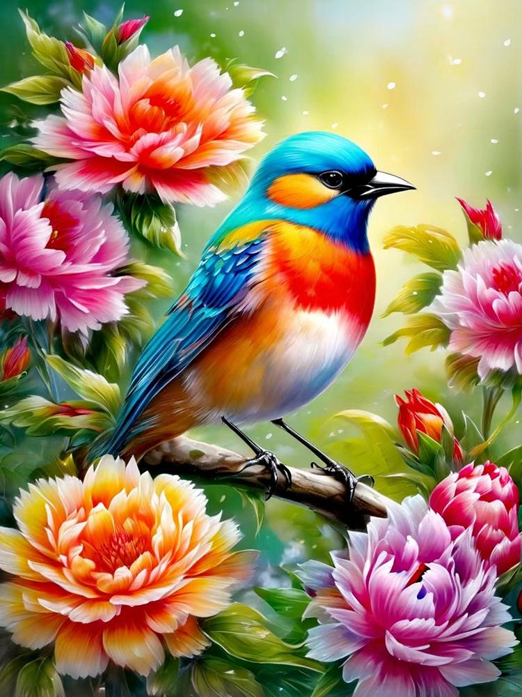 5d Diy Алмазная картина Мозаика Журавль Птица Цветок Полный квадрат Круглый Ювелирные изделия Вышитый крест Животное Ручная работа Украшение на стену