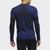 Adidas Облегающая футболка с контрастным воротником и длинными рукавами, мужские топы Victory-Blue H08745
