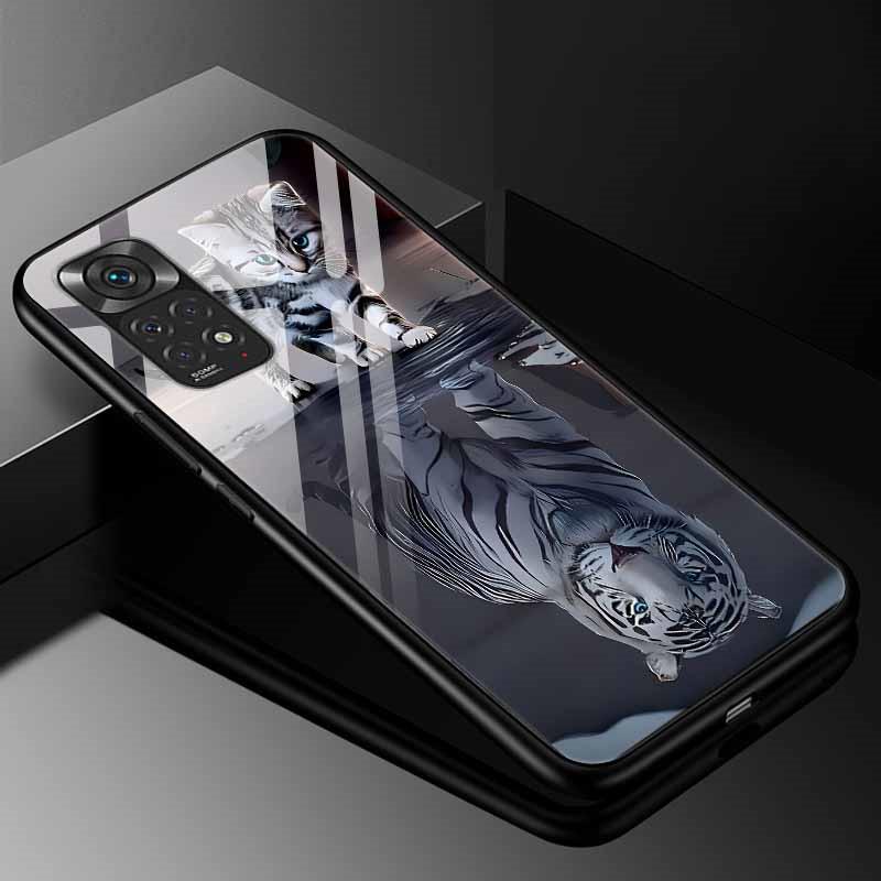 For Xiaomi Redmi Note 11s Case Tempered Glass Fashion Cover for Redmi Note 11 Pro 5G Global Note11 Case, 9s 10s Bumper Note11s
