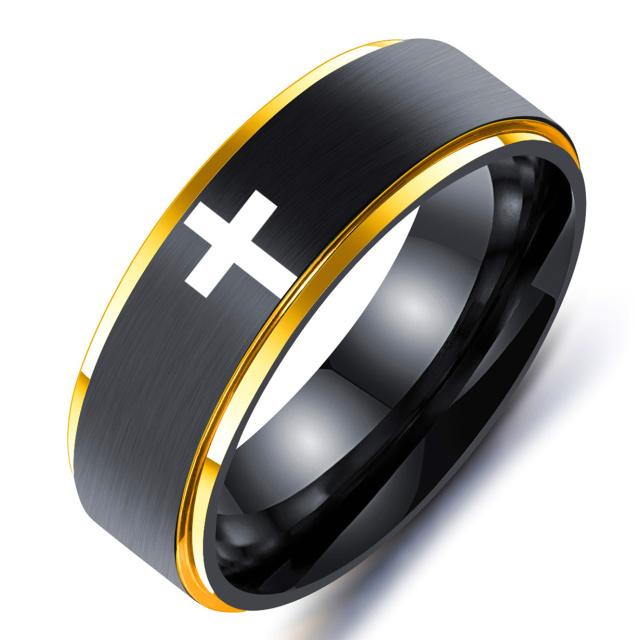 6mm 8mm Stainless Steel Cross Ring Christian Jesus Christ Lord Prayer For Men And Women
