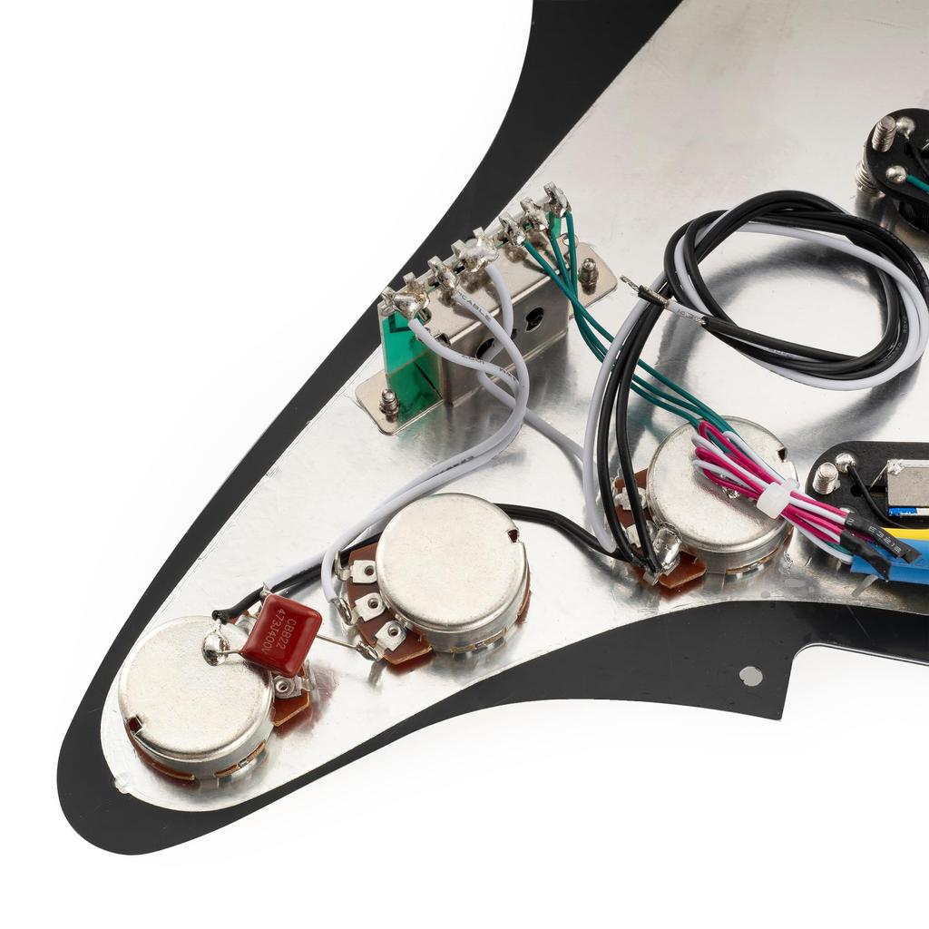Musiclily Pro-SE ST-DPHA SSS Pre-Wired Pickguard with Alnico 5 Single-Coil Size Humbuckers for Strat Electric Guitar Black Zebra Pickups